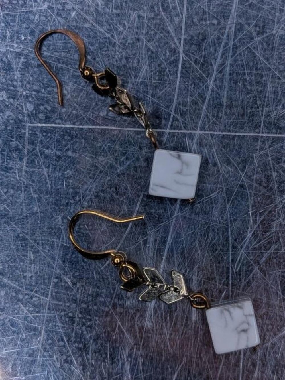 Marble Square Drop Earrings - Picture 4 of 6